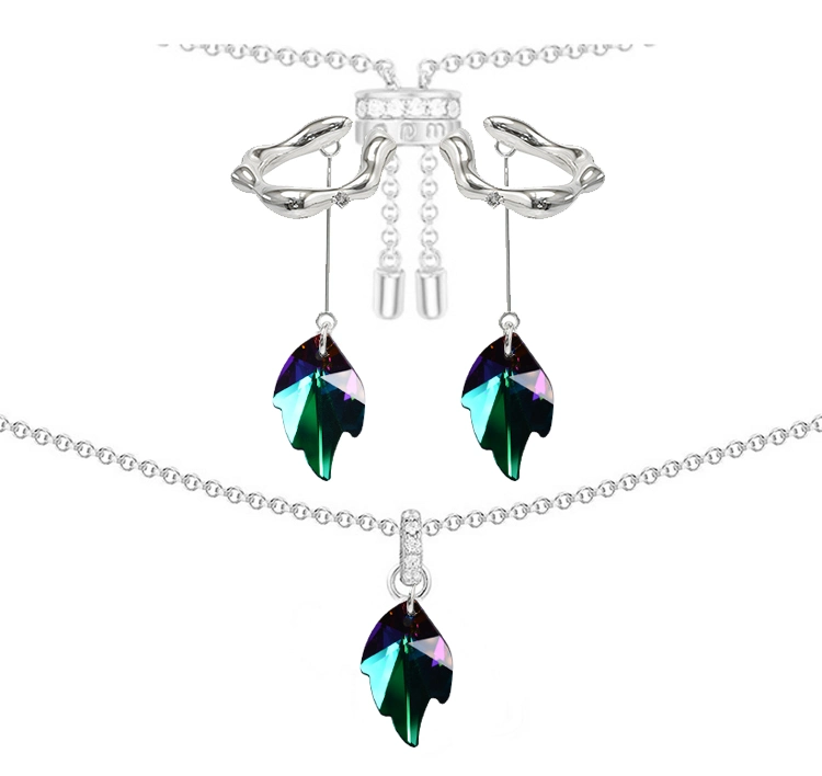 Colourful Leaf Shape Crystal Pendant with One Hole for Necklace Earring Decoration