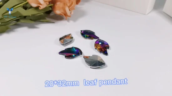 Colourful Leaf Shape Crystal Pendant with One Hole for Necklace Earring Decoration
