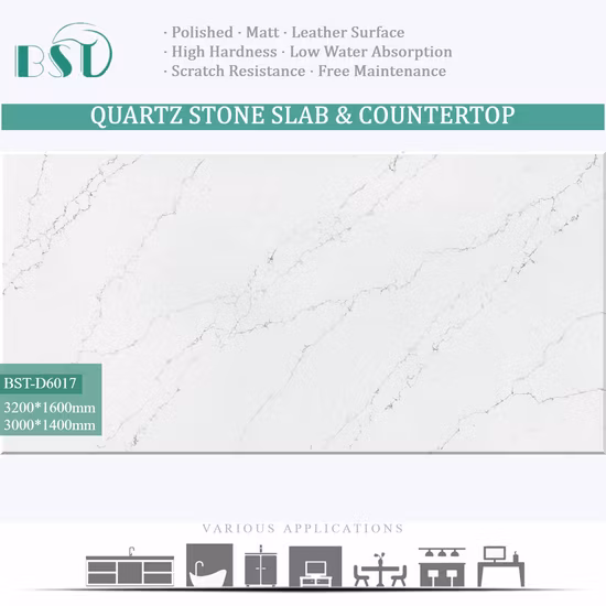 2cm crystal White Calacatta Quartz Slab in Stock