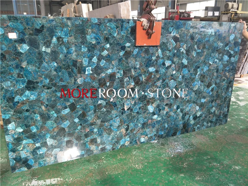 Blue Apatite Crystal Quartz Gemstone Stone Slab