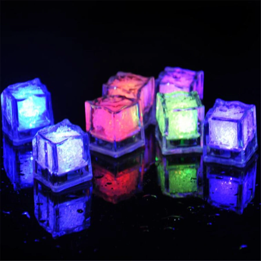 LED Ice Cubes Bar Fast Slow Flash Auto Changing Color Crystal Cube