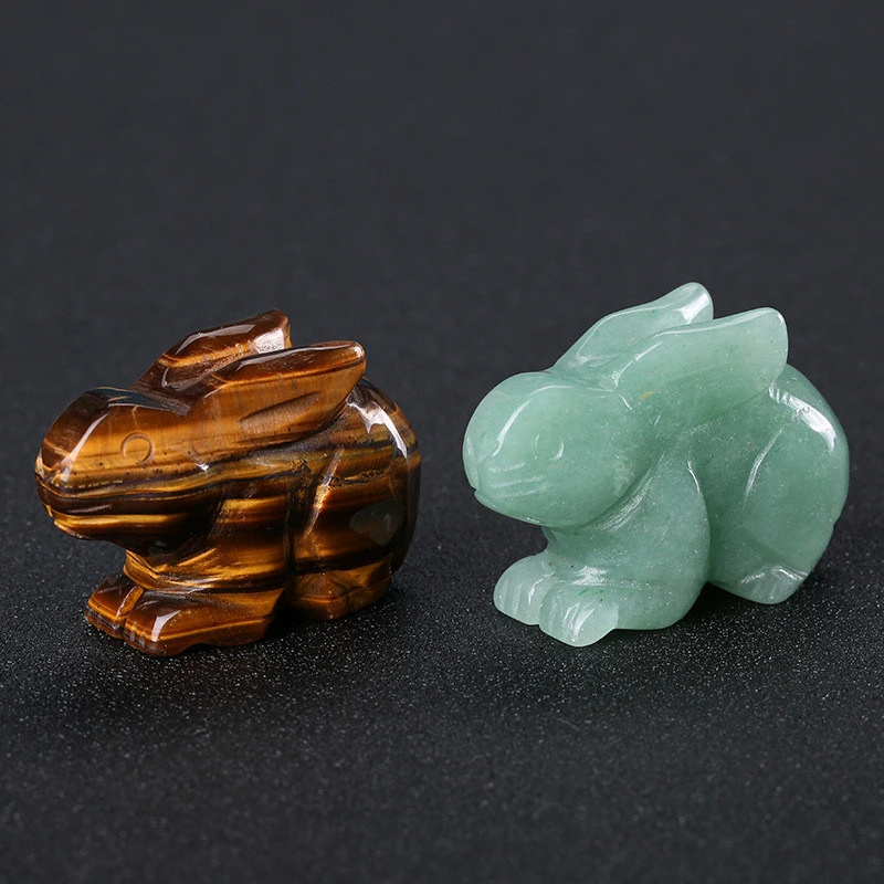 Customized Fashion Carving Semi Precious Stone Rabbit Stone Carving