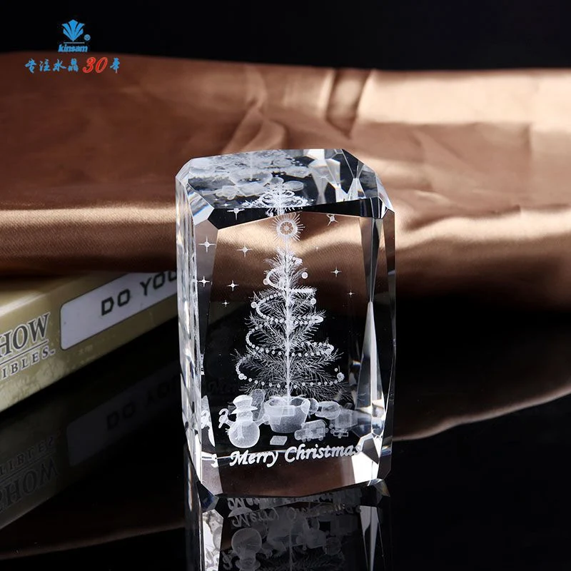Fashion Carved Crystal Cube for Home Decoration
