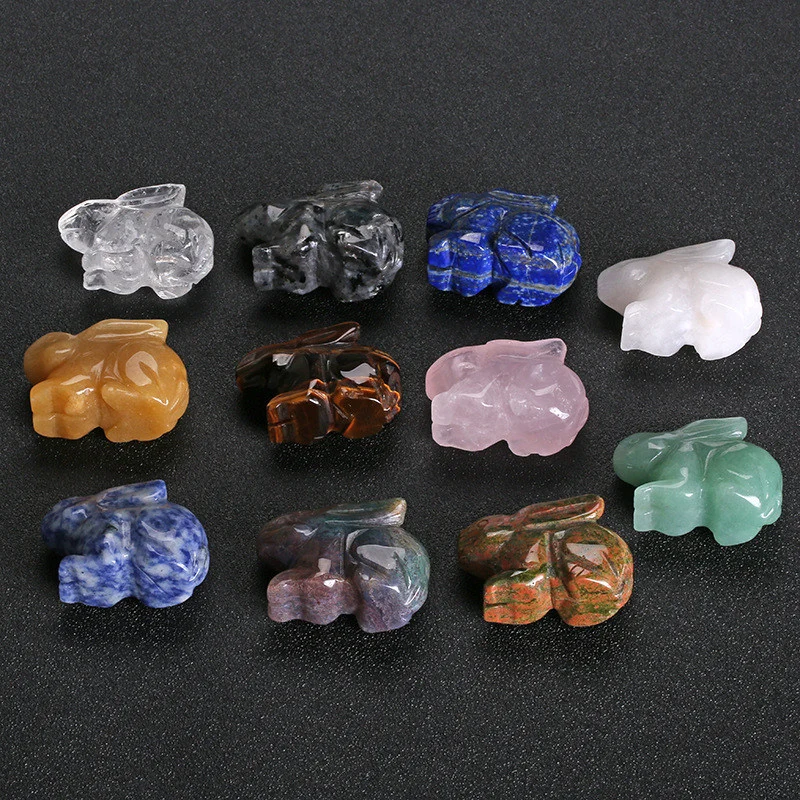 Customized Fashion Carving Semi Precious Stone Rabbit Stone Carving